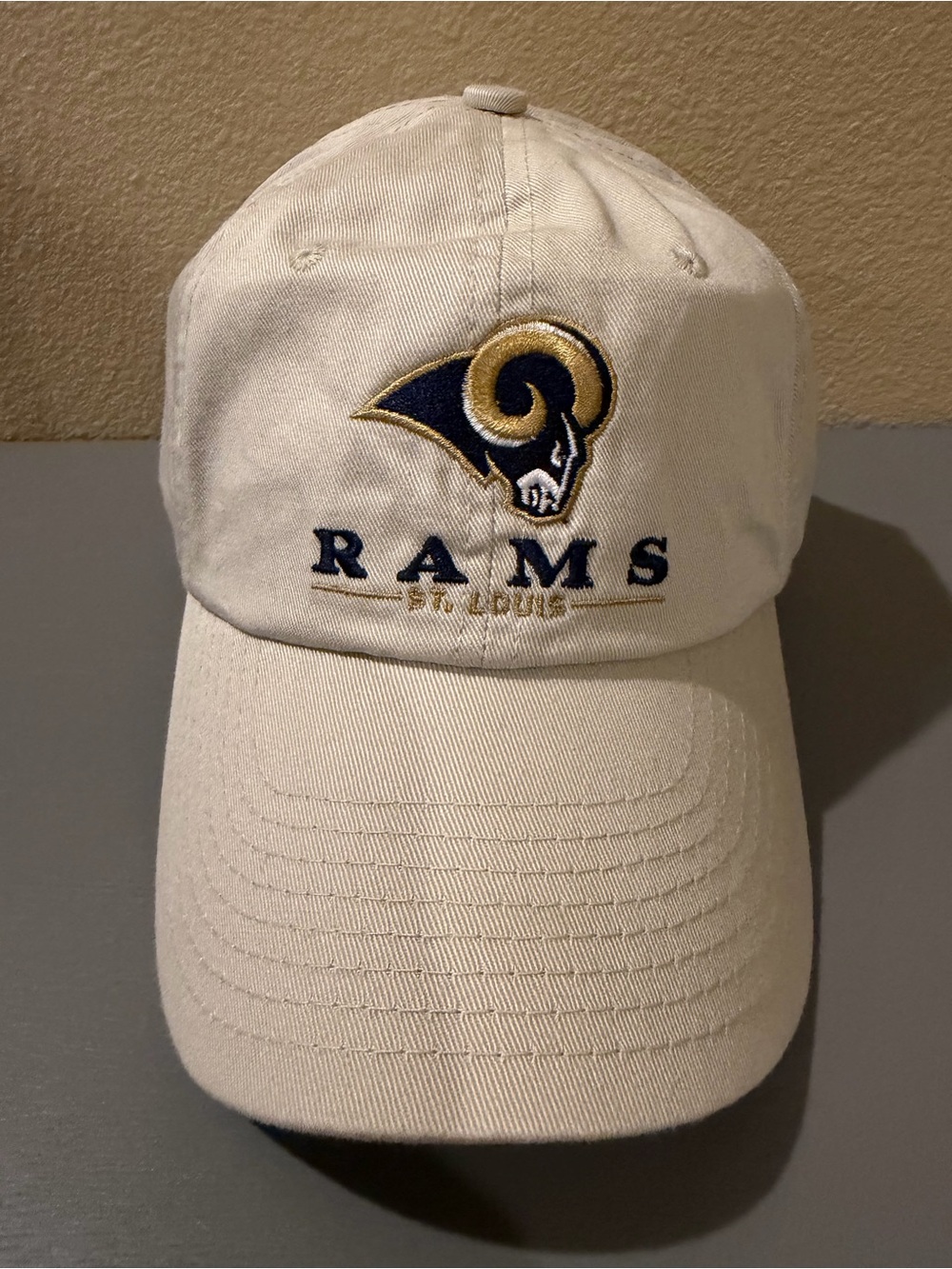 Vintage St. Louis Rams NFL Hat New With Tags - Cream "Greatest Show on Turf" Era
